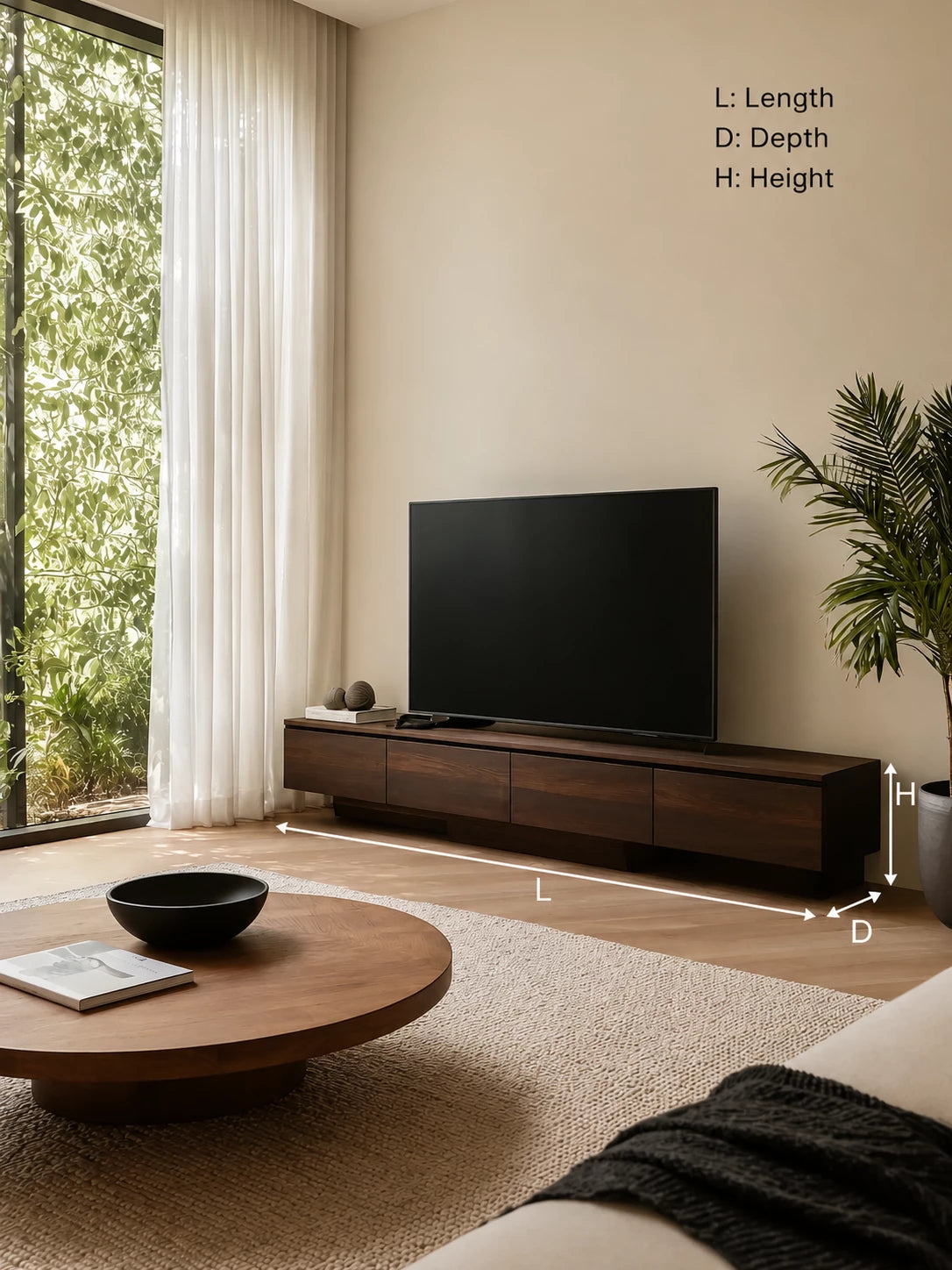 Floating Look Natural Solid Wood TV Stand with Four Door Storage Design - Livewoodcraft - 3