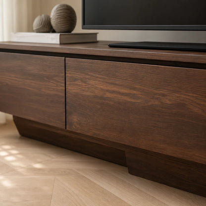 Floating Look Natural Solid Wood TV Stand with Four Door Storage Design - Livewoodcraft - 4