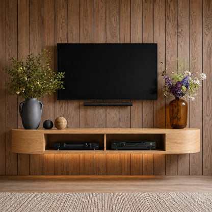 Floating Wall Mounted TV Stand with Rounded Edge Design - Livewoodcraft - 10