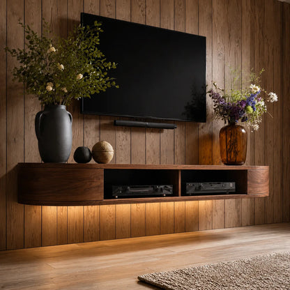Floating Wall Mounted TV Stand with Rounded Edge Design - Livewoodcraft - 5