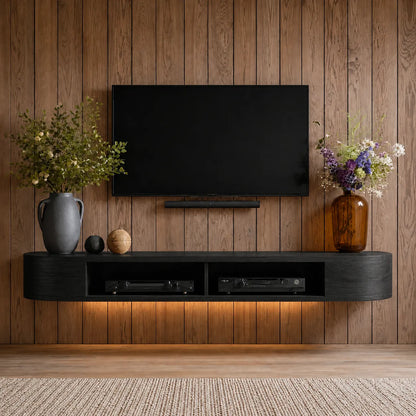 Floating Wall Mounted TV Stand with Rounded Edge Design - Livewoodcraft - 8