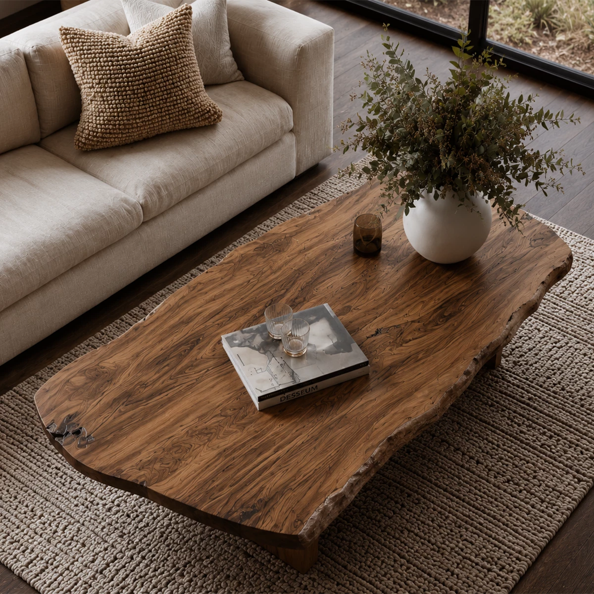 Flowing Sculptural Modern Coffee Table Crafted from Natural Solid Wood - Livewoodcraft - 9