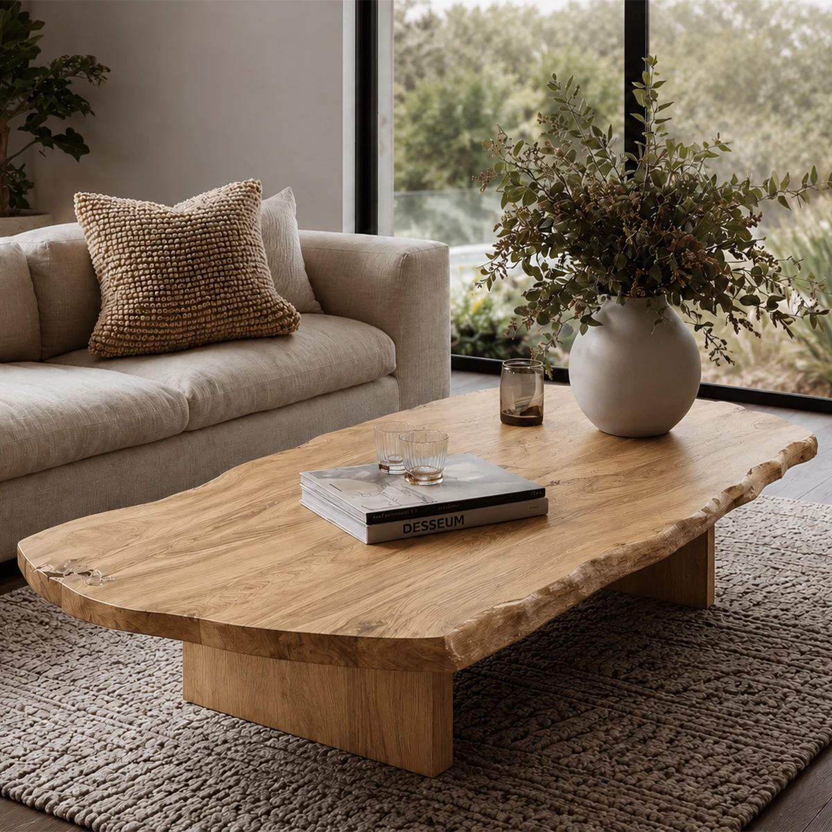 Flowing Sculptural Modern Coffee Table Crafted from Natural Solid Wood - Livewoodcraft