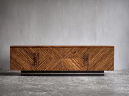 Geometric Natural Solid Wood TV Stand with Chevron Door Design - Livewoodcraft - 10