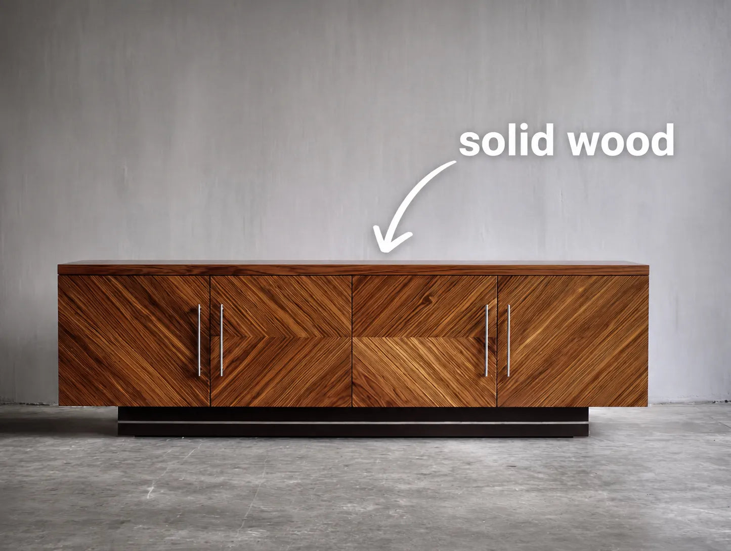 Geometric Natural Solid Wood TV Stand with Chevron Door Design - Livewoodcraft - 2