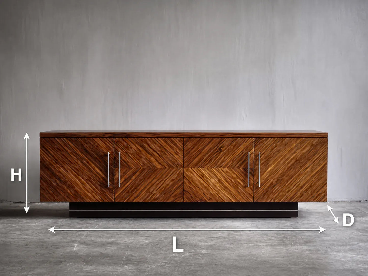 Geometric Natural Solid Wood TV Stand with Chevron Door Design - Livewoodcraft - 3