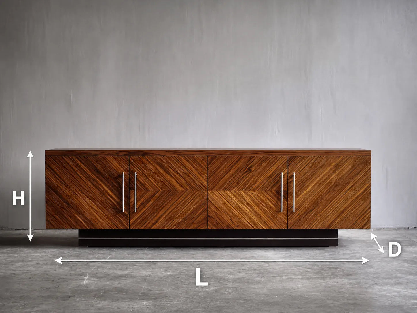Geometric Natural Solid Wood TV Stand with Chevron Door Design - Livewoodcraft - 3