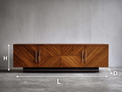 Geometric Natural Solid Wood TV Stand with Chevron Door Design - Livewoodcraft - 3