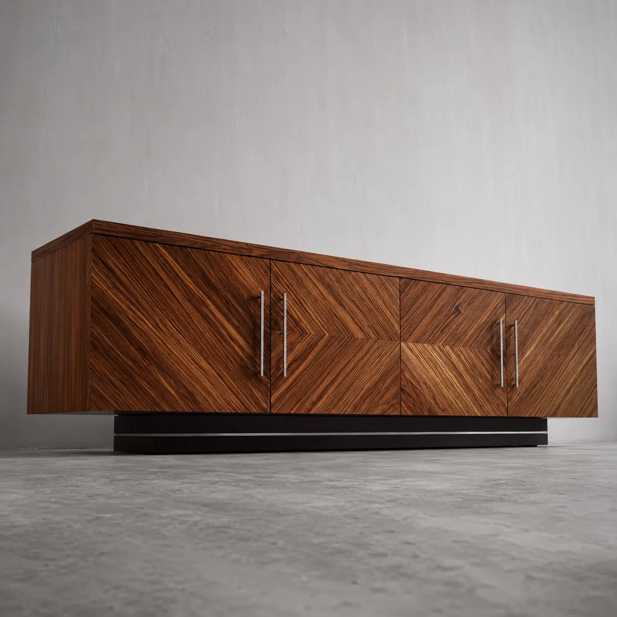 Geometric Natural Solid Wood TV Stand with Chevron Door Design - Livewoodcraft - 5