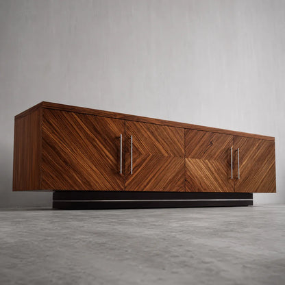Geometric Natural Solid Wood TV Stand with Chevron Door Design - Livewoodcraft - 5