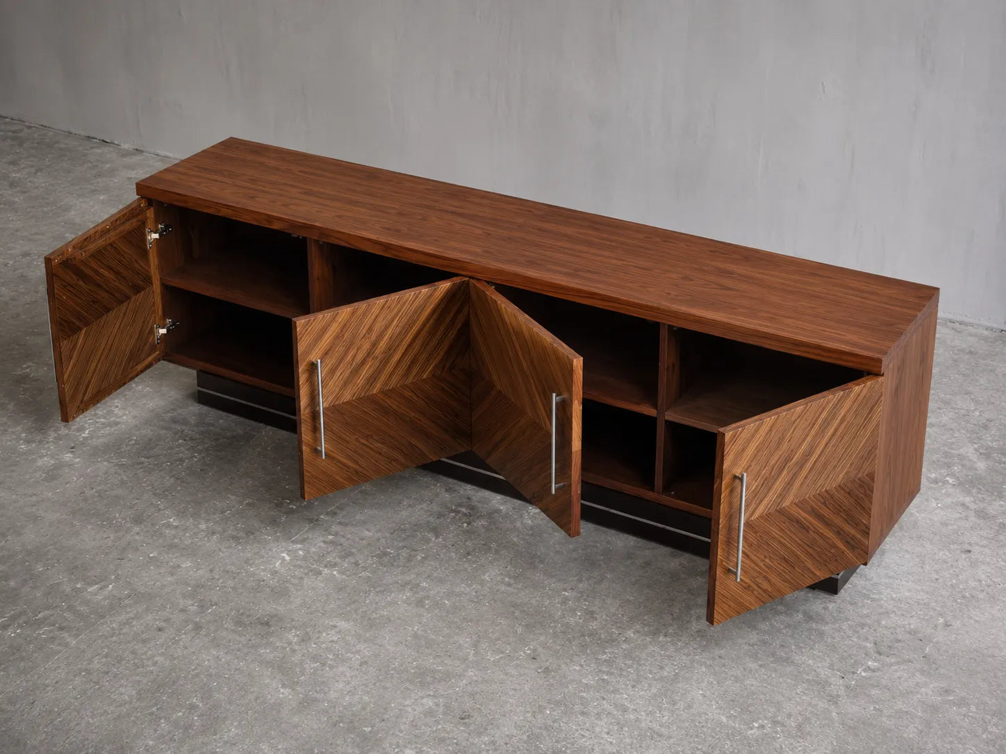 Geometric Natural Solid Wood TV Stand with Chevron Door Design - Livewoodcraft - 7