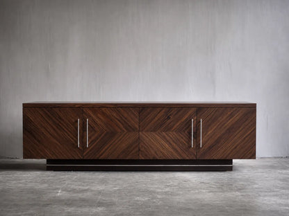 Geometric Natural Solid Wood TV Stand with Chevron Door Design - Livewoodcraft - 9