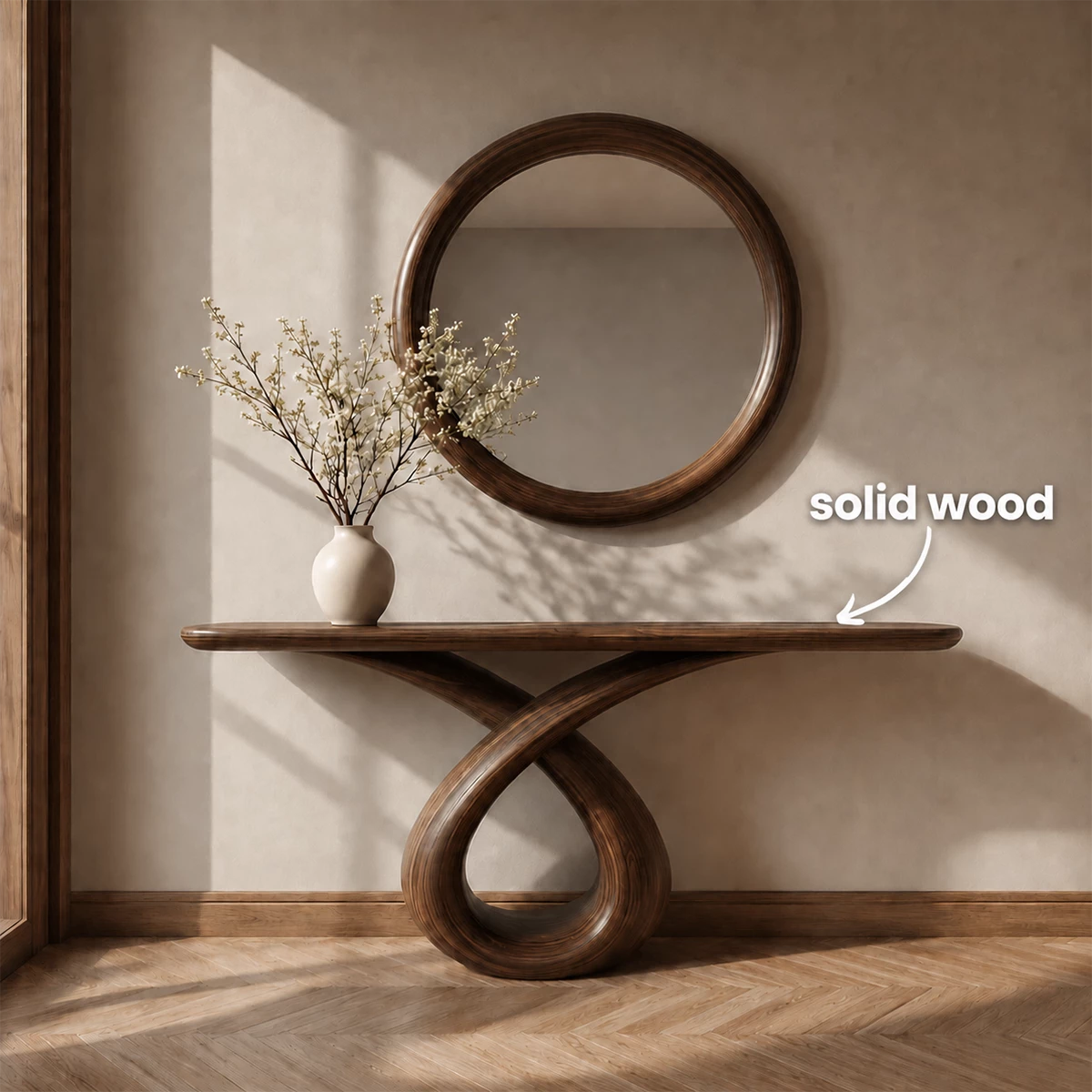 Infinity Loop Console Table in Natural Solid Wood - Livewoodcraft - 10