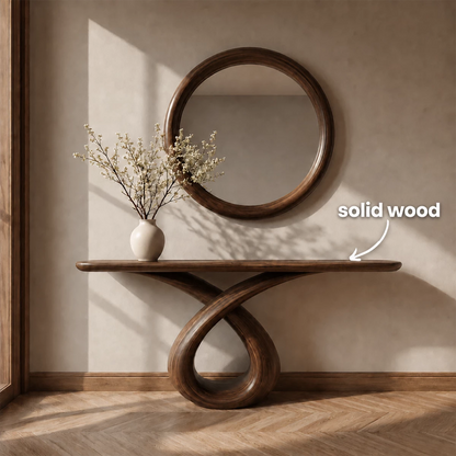 Infinity Loop Console Table in Natural Solid Wood - Livewoodcraft - 10