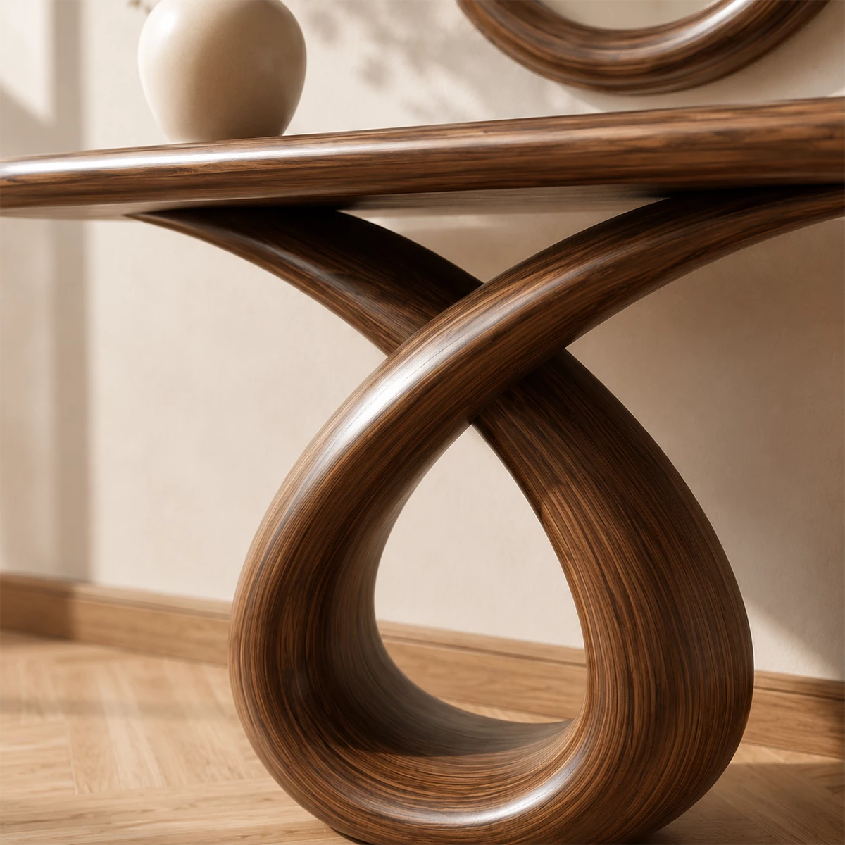 Infinity Loop Console Table in Natural Solid Wood - Livewoodcraft - 2