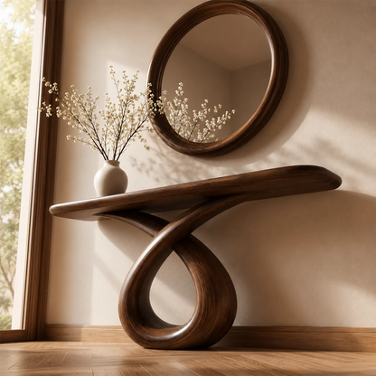 Infinity Loop Console Table in Natural Solid Wood - Livewoodcraft - 3