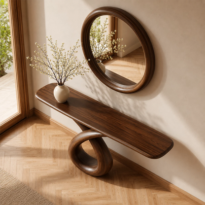 Infinity Loop Console Table in Natural Solid Wood - Livewoodcraft - 4