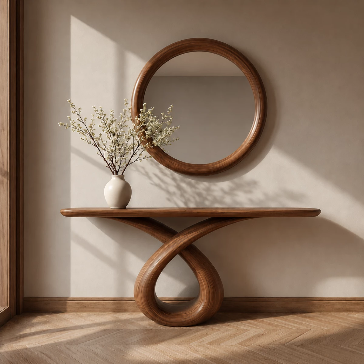 Infinity Loop Console Table in Natural Solid Wood - Livewoodcraft - 5