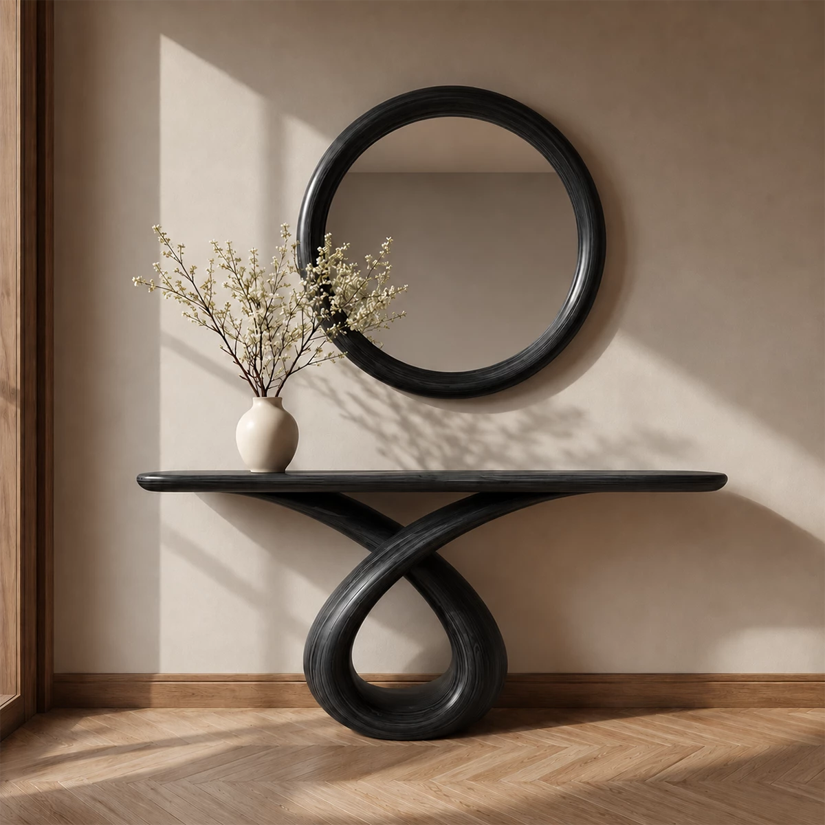 Infinity Loop Console Table in Natural Solid Wood - Livewoodcraft - 6