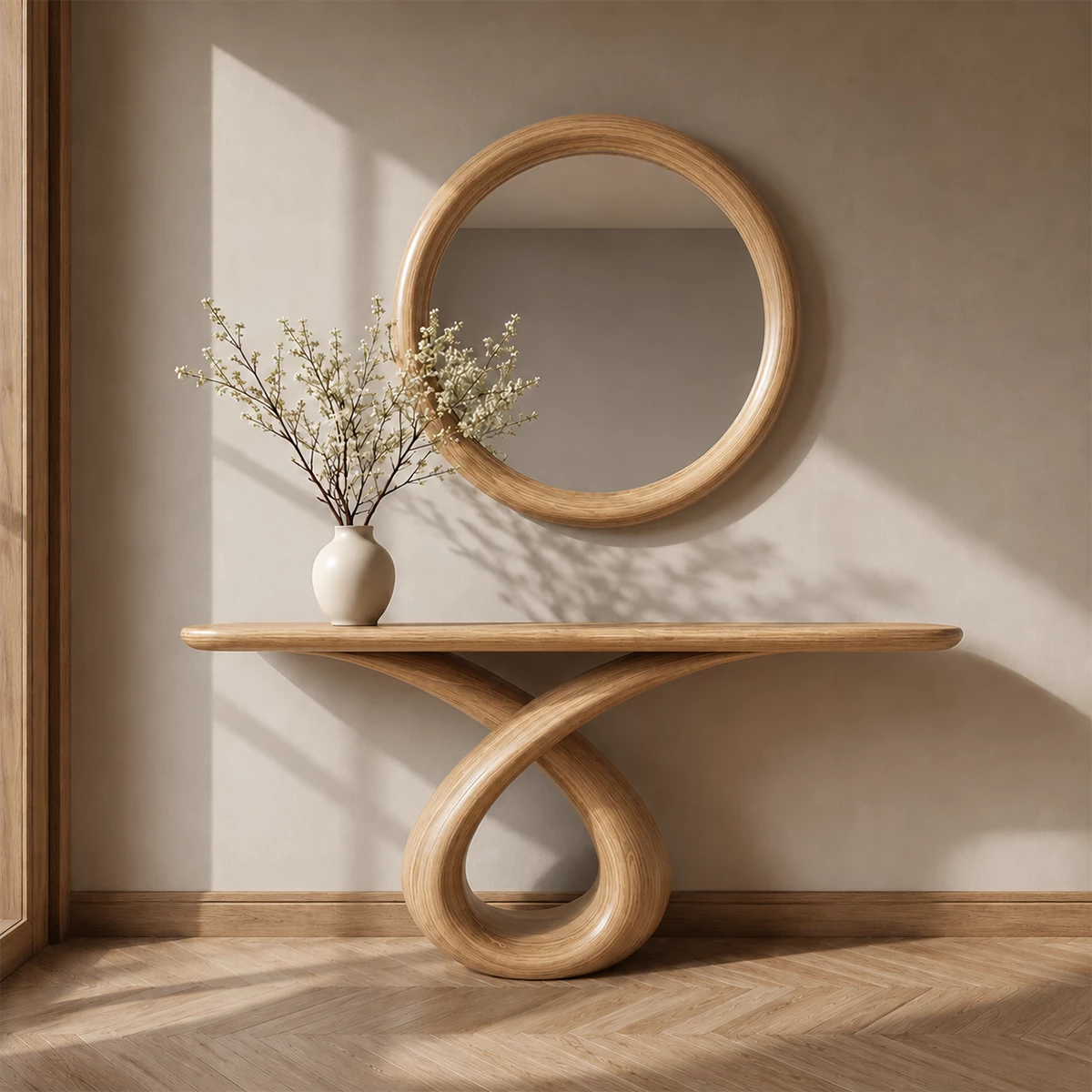 Infinity Loop Console Table in Natural Solid Wood - Livewoodcraft - 7