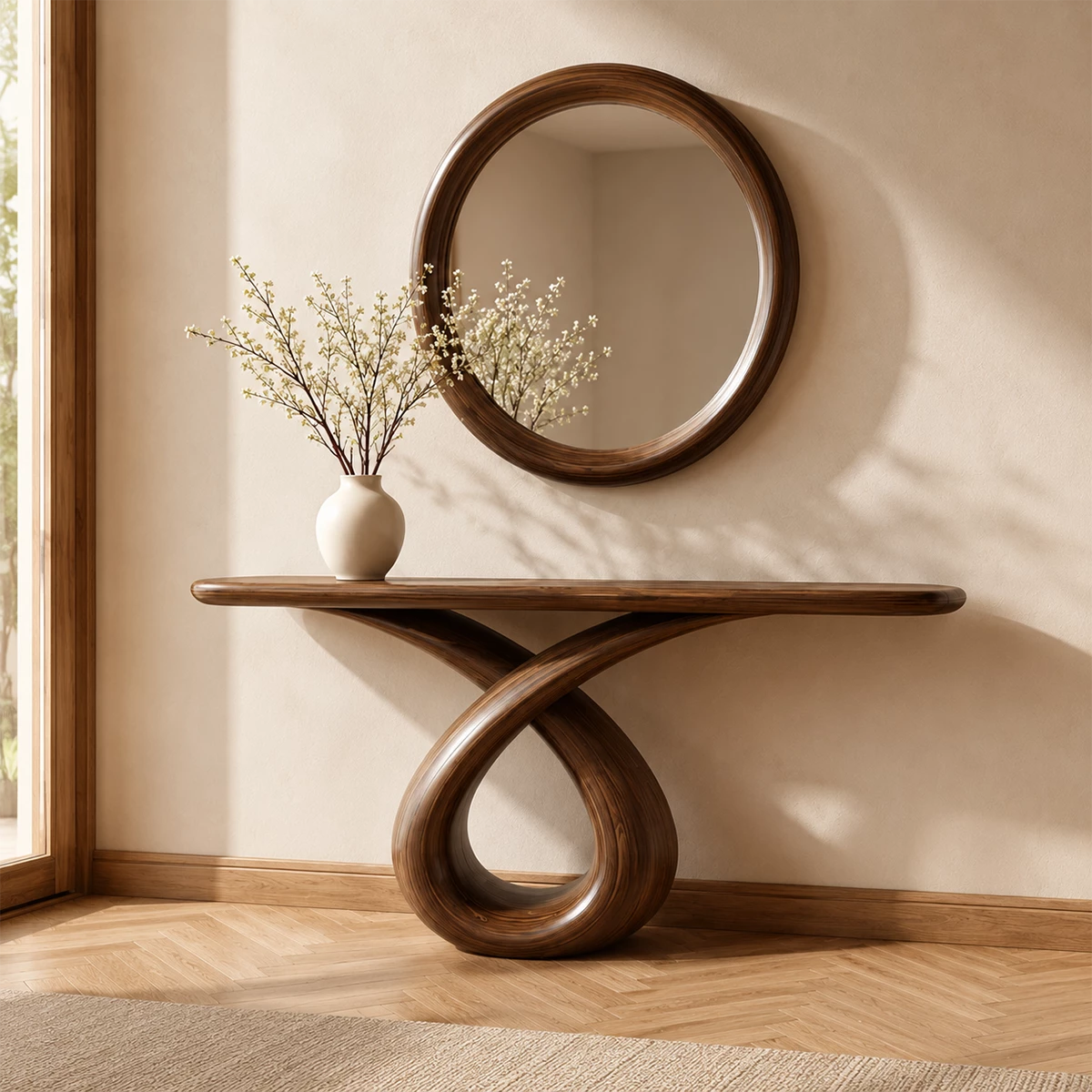 Infinity Loop Console Table in Natural Solid Wood - Livewoodcraft - 8