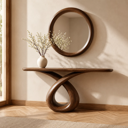 Infinity Loop Console Table in Natural Solid Wood - Livewoodcraft - 8