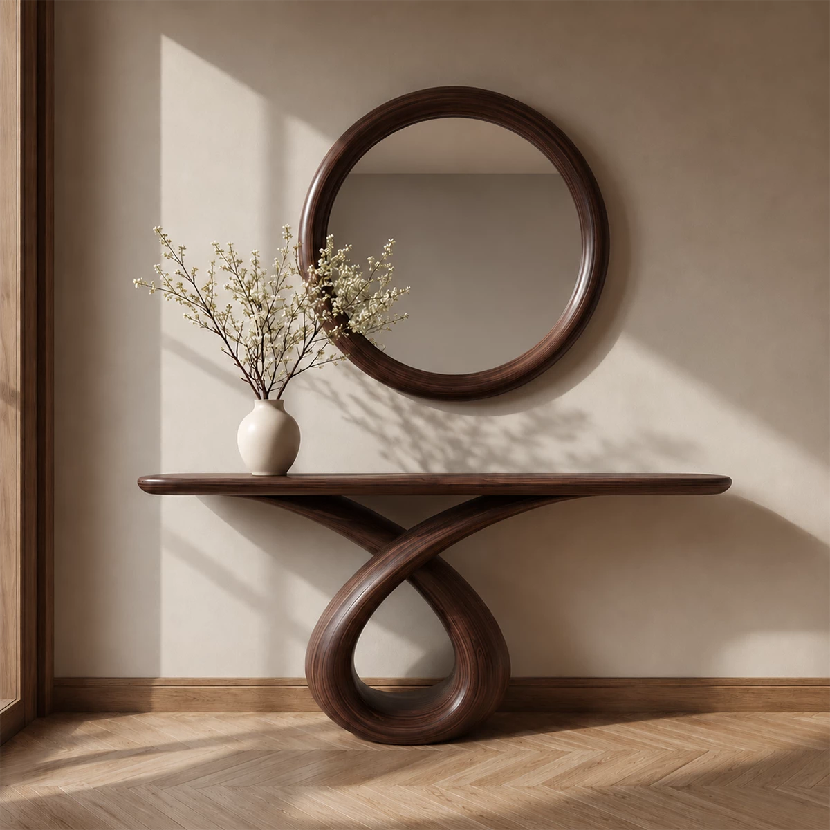 Infinity Loop Console Table in Natural Solid Wood - Livewoodcraft - 9