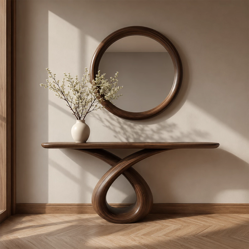 Infinity Loop Console Table in Natural Solid Wood - Livewoodcraft