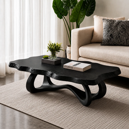 Live Edge Burl Wood Coffee Table – Sculptural Natural Wood Center Table for Modern Living Room - Livewoodcraft - 2