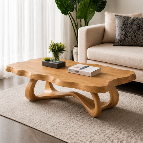 Live Edge Burl Wood Coffee Table – Sculptural Natural Wood Center Table for Modern Living Room - Livewoodcraft