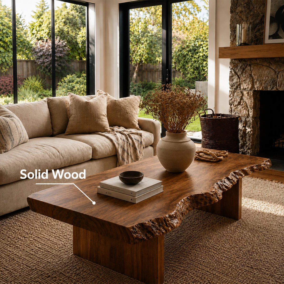 Live Edge Modern Coffee Table Crafted from Natural Solid Wood - Livewoodcraft - 2