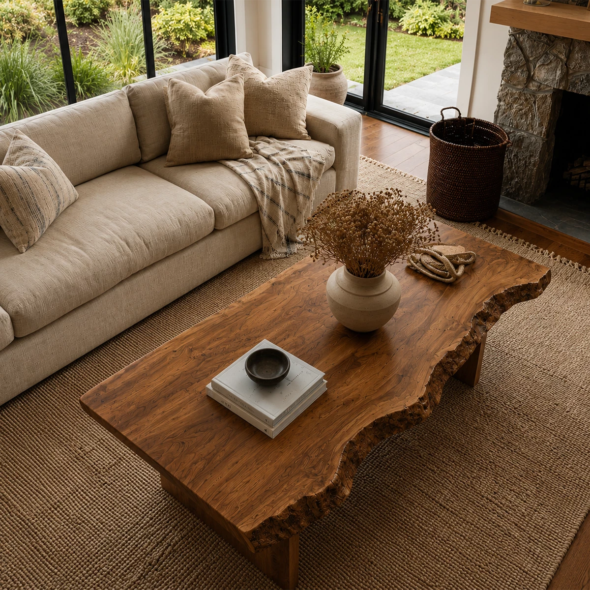 Live Edge Modern Coffee Table Crafted from Natural Solid Wood - Livewoodcraft - 6