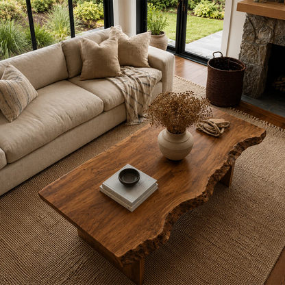 Live Edge Modern Coffee Table Crafted from Natural Solid Wood - Livewoodcraft - 6
