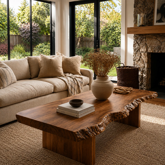 Live Edge Modern Coffee Table Crafted from Natural Solid Wood - Livewoodcraft
