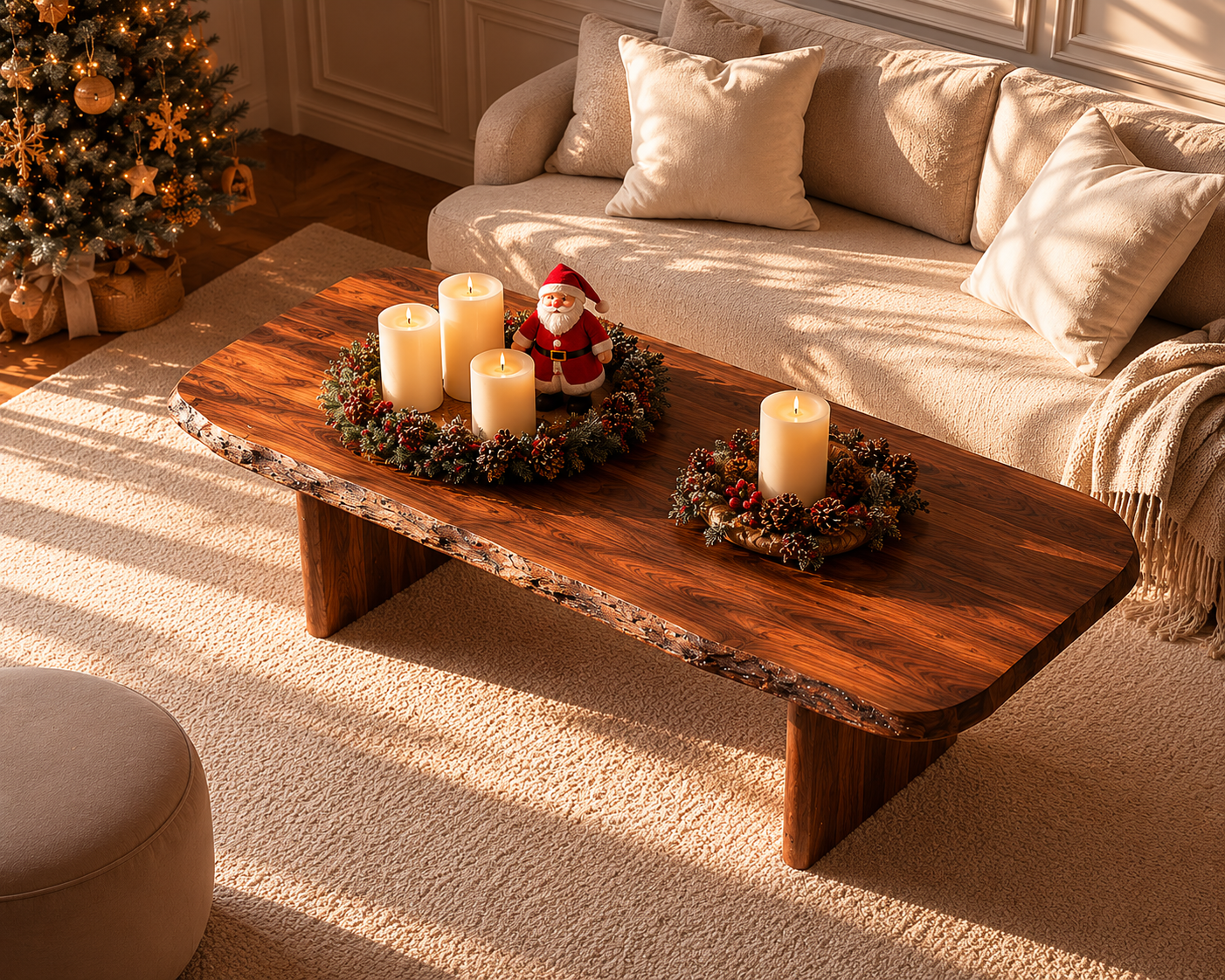 Live Edge Natural Solid Wood Coffee Table with Rustic Modern Form - Livewoodcraft - 10