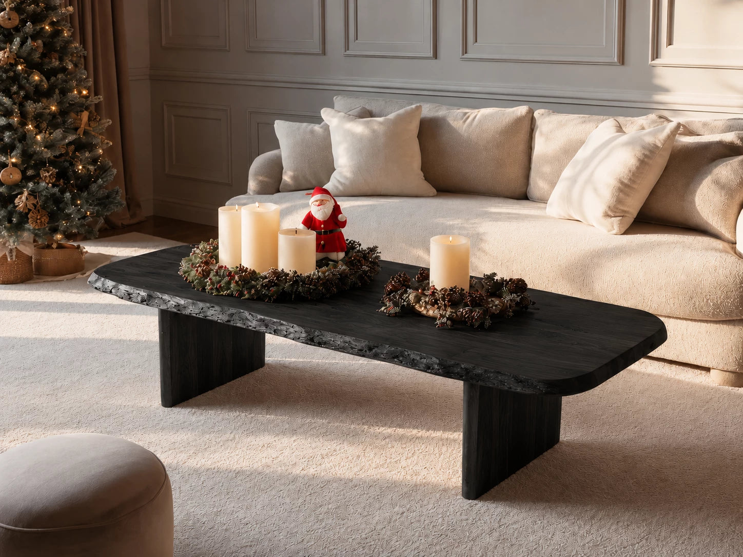 Live Edge Natural Solid Wood Coffee Table with Rustic Modern Form - Livewoodcraft - 2