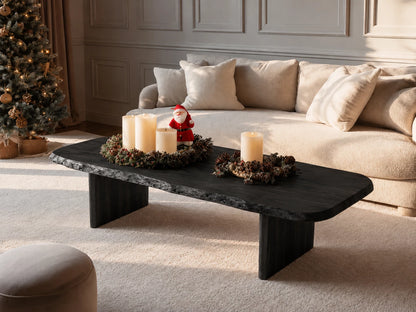 Live Edge Natural Solid Wood Coffee Table with Rustic Modern Form - Livewoodcraft - 2