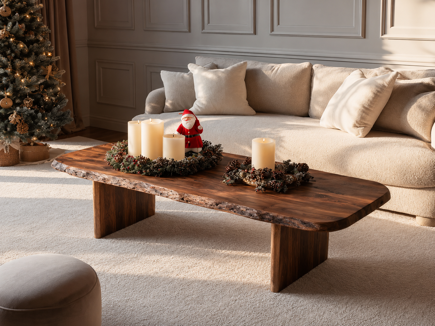 Live Edge Natural Solid Wood Coffee Table with Rustic Modern Form - Livewoodcraft - 3