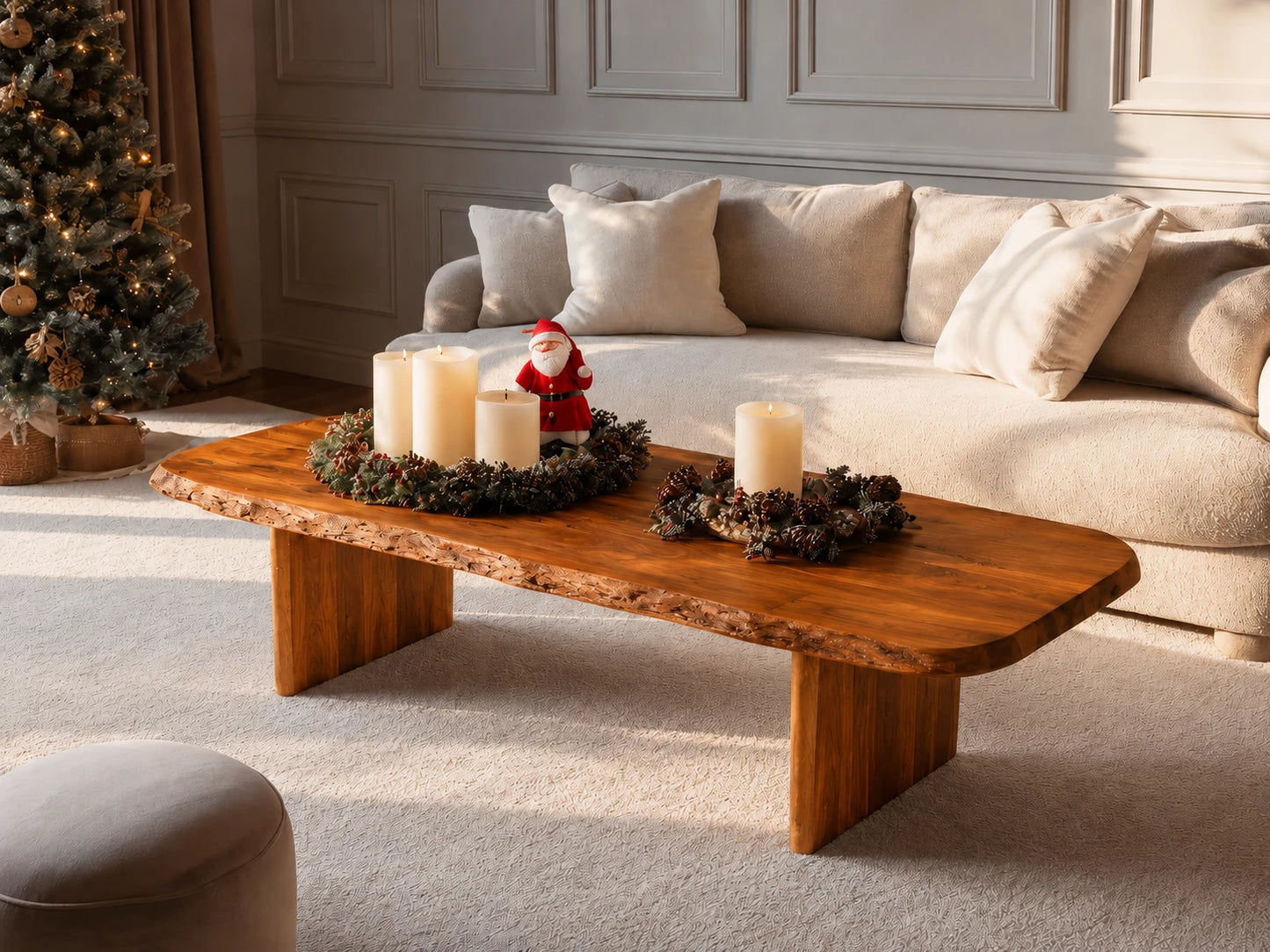 Live Edge Natural Solid Wood Coffee Table with Rustic Modern Form - Livewoodcraft - 4