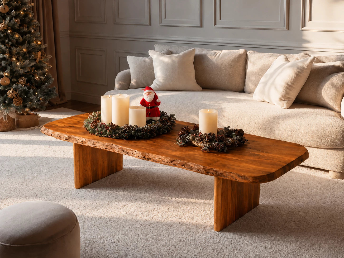 Live Edge Natural Solid Wood Coffee Table with Rustic Modern Form - Livewoodcraft - 4