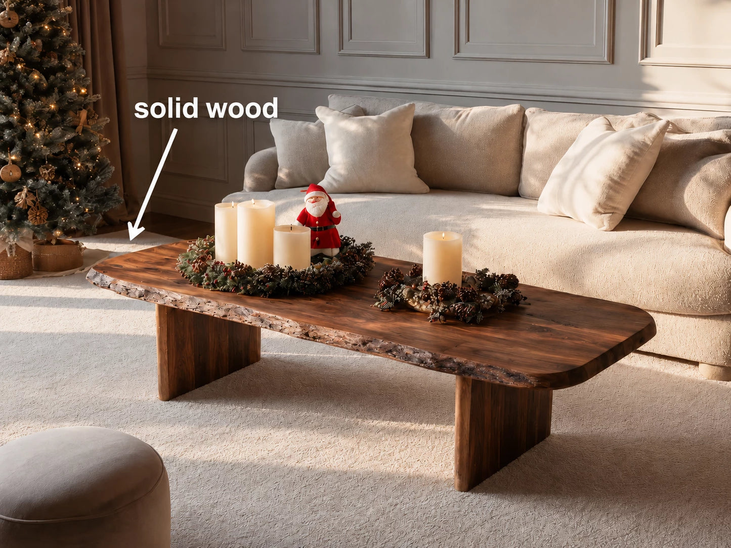 Live Edge Natural Solid Wood Coffee Table with Rustic Modern Form - Livewoodcraft - 5