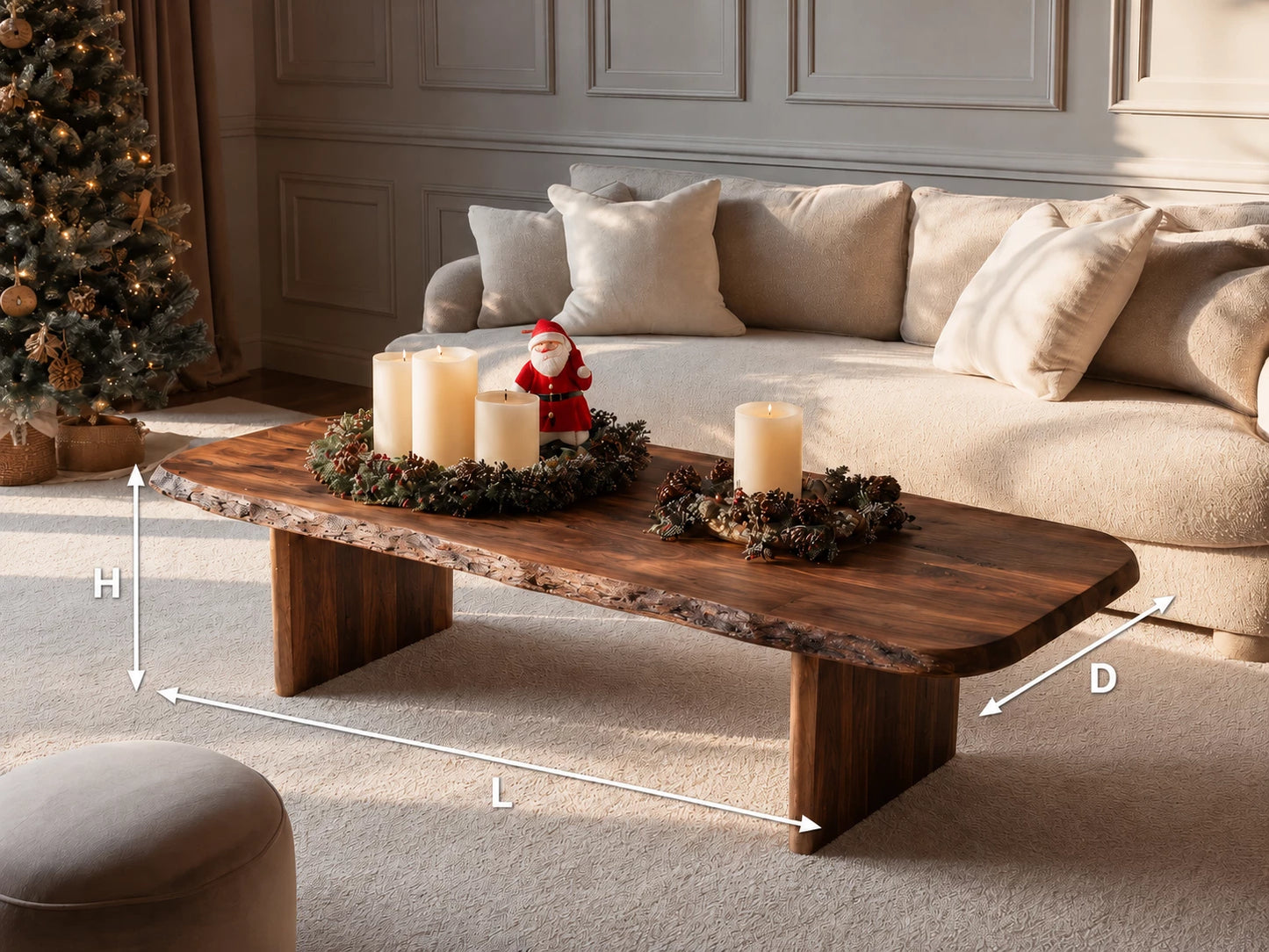 Live Edge Natural Solid Wood Coffee Table with Rustic Modern Form - Livewoodcraft - 6