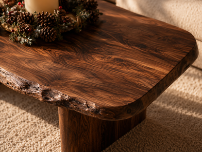 Live Edge Natural Solid Wood Coffee Table with Rustic Modern Form - Livewoodcraft - 7