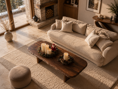 Live Edge Natural Solid Wood Coffee Table with Rustic Modern Form - Livewoodcraft - 9