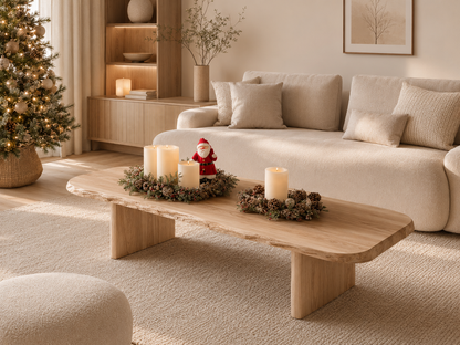 Live Edge Natural Solid Wood Coffee Table with Rustic Modern Form - Livewoodcraft