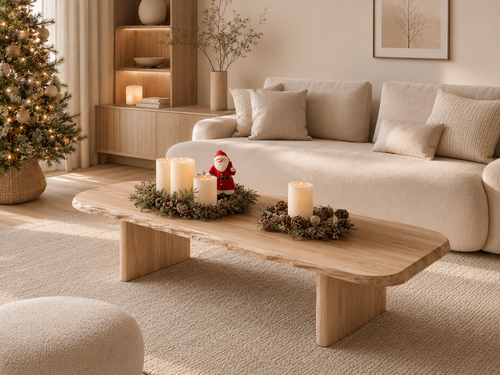Live Edge Natural Solid Wood Coffee Table with Rustic Modern Form - Livewoodcraft