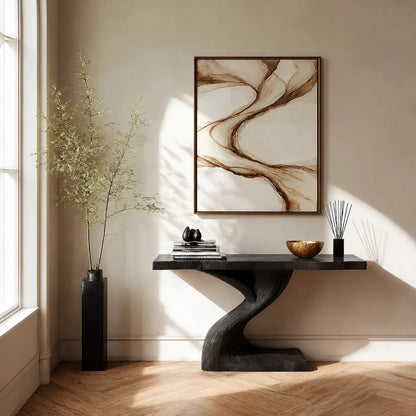 Live Edge Natural Solid Wood Console Table with Sculptural Base - Livewoodcraft - 4