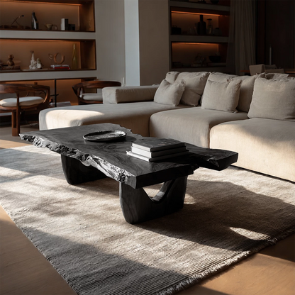 Live Edge Solid Wood Coffee Table With Sculptural Base And Natural Organic Shape For Modern Living Room - Livewoodcraft - 4