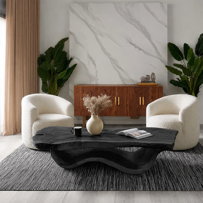 Live Edge Solid Wood Coffee Table With Sculptural Wave Base And Natural Organic Top For Modern Living Room - Livewoodcraft - 3