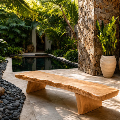 Live Edge Solid Wood Outdoor Bench – Natural Wood Garden Bench for Patio and Resort Spaces - Livewoodcraft - 2